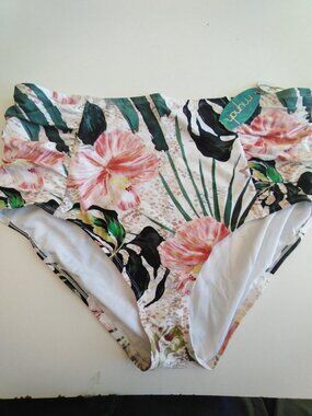 Mynah Tavarua Floral High Waist Bikini Swim Bottom Plus Size 20W NWT